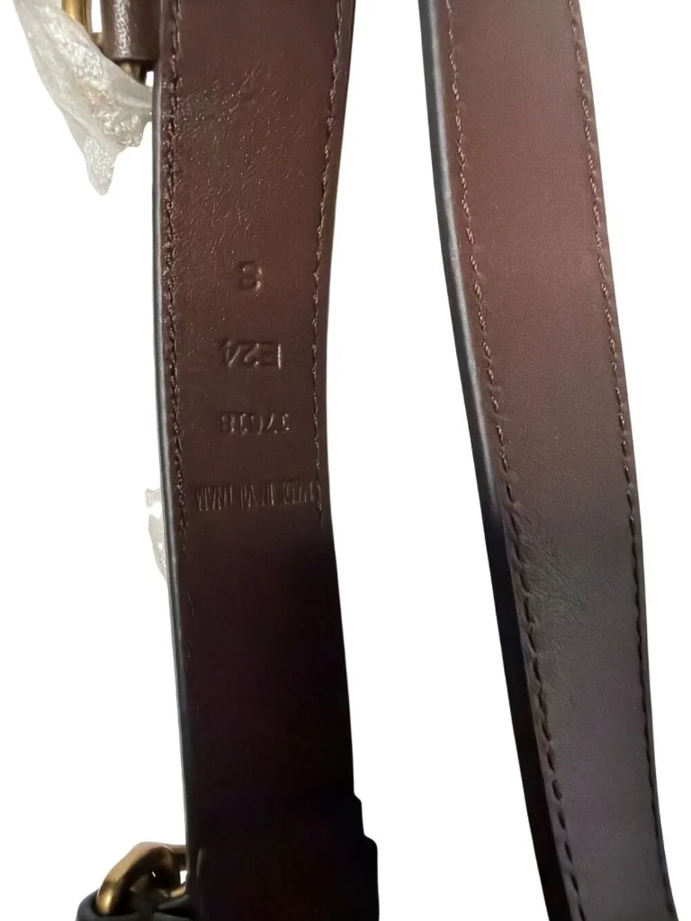 NWT Ralph Lauren Leather Double-Wrap Chain Belt Dark Mahogany Size Small